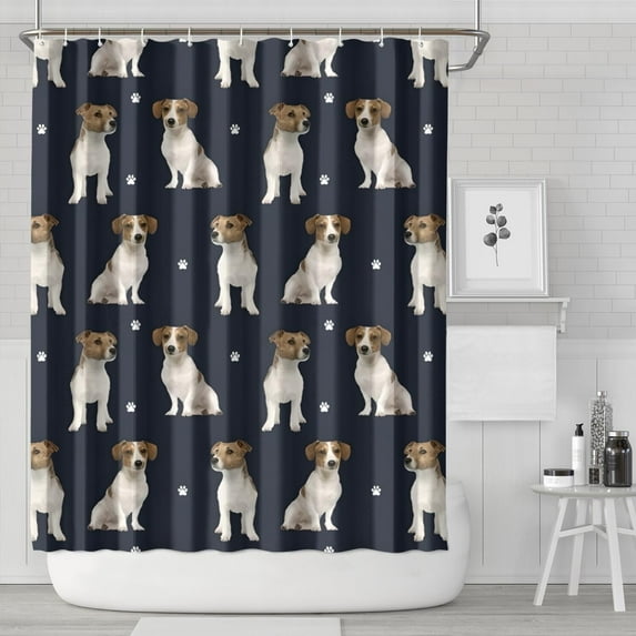 Jack Russell Terrier Shower Curtain 84"x72" ,Bathroom Decorative Shower Curtains Set with 12 Hooks,Modern Waterproof Washable Shower Curtain