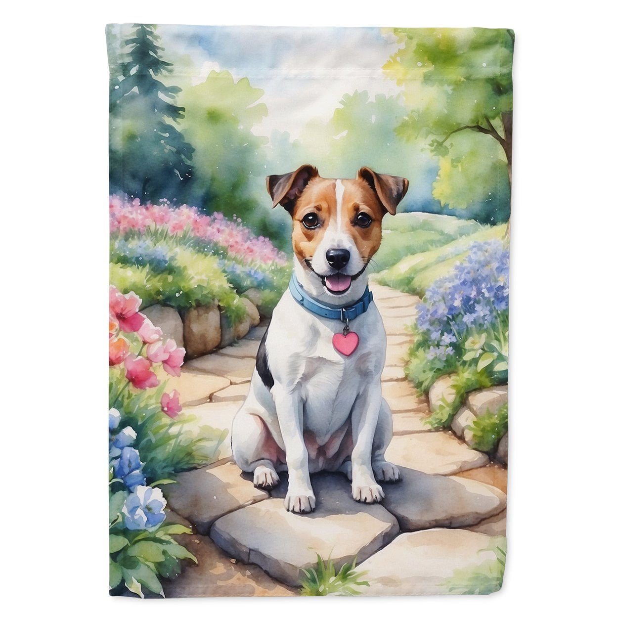 Jack Russell Terrier Spring Path Garden Flag 11.25 in x 15.5 in