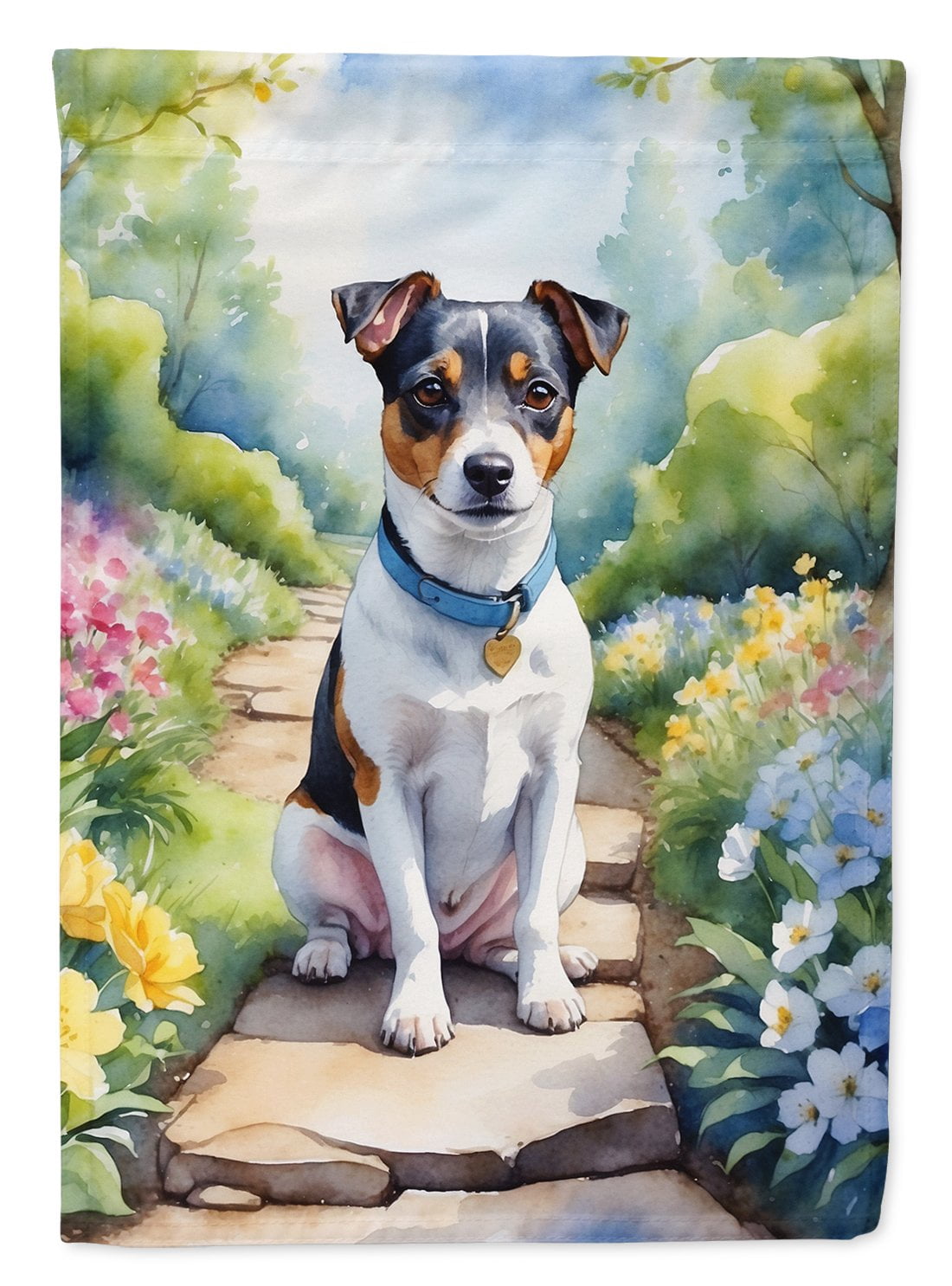 Jack Russell Terrier Spring Path Garden Flag 11.25 in x 15.5 in