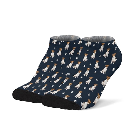 Cur Gift Jack Russell Terrier and Dog Paw Print Men's Ankle Socks, Low Cut ...