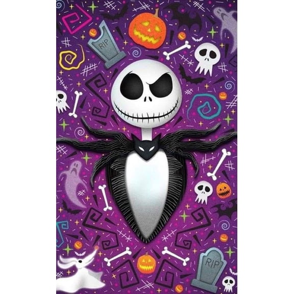 Jack and Sally DIY 5D Diamond Painting Kits for Adults Diamond Art Ghost Diamond Painting Full Drill Beginners Craft Kits for Home Wall Decor Gifts, 12x16 inch