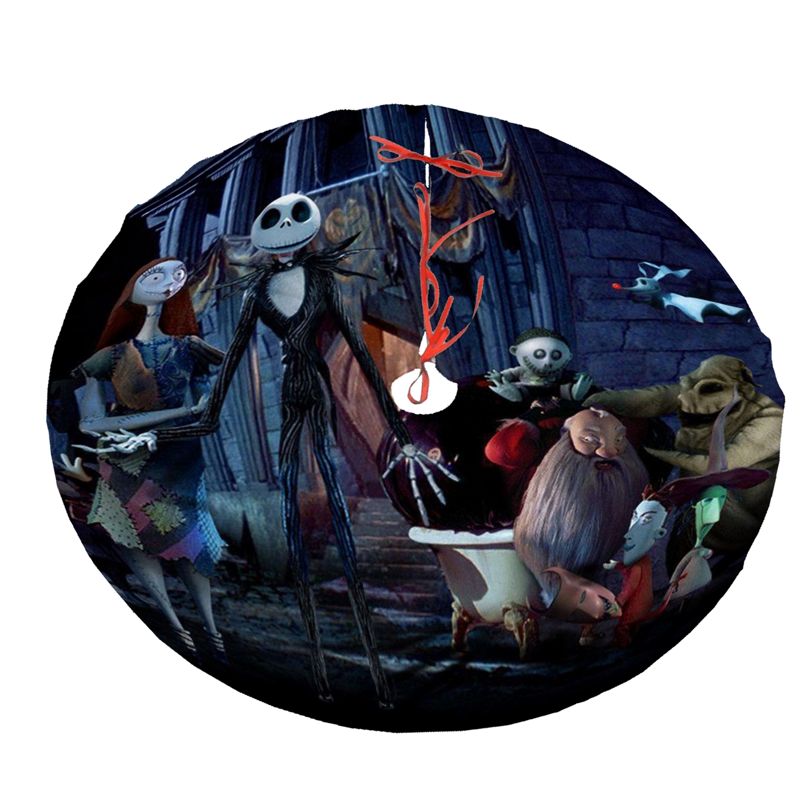 Jack and Sally Skellington Halloween Christams Tree Skirt,Nightmare