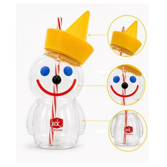 Jack Sipper Cup with Straw – Iconic Yellow Hat Lid & Red Striped Straw, Perfect for Desk Display & Novelty Gift