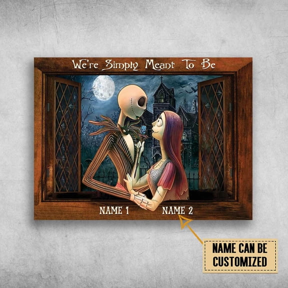 Jack Skellington And Sally, Nightmare Before Christmas, We're Simply Meant To Be Customized Personalized NAME 24 x 36 Inch Poster