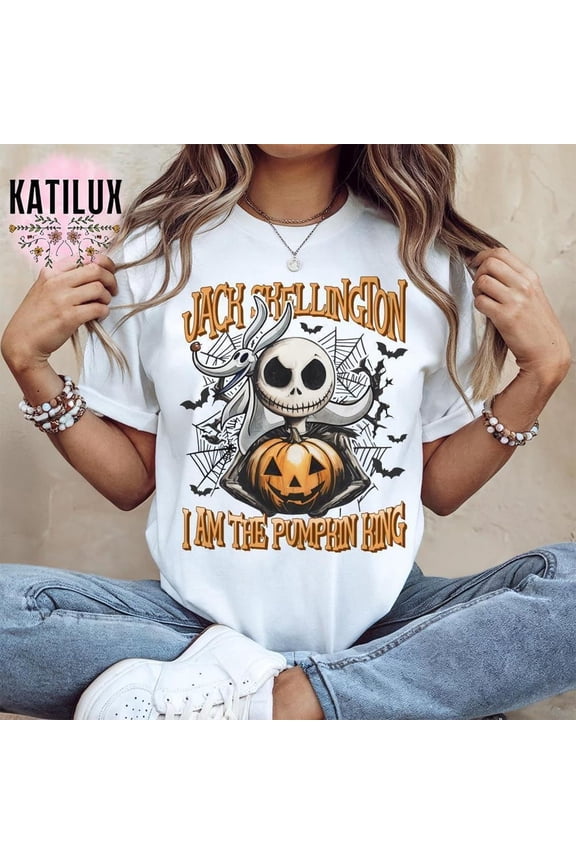 Jack Skellington I Am the Pumpkin King T-Shirt, Nightmare Before Christmas Tee, Halloween Disney Tee for Fans, Shirt for Halloween 2025,White Color,Size XL