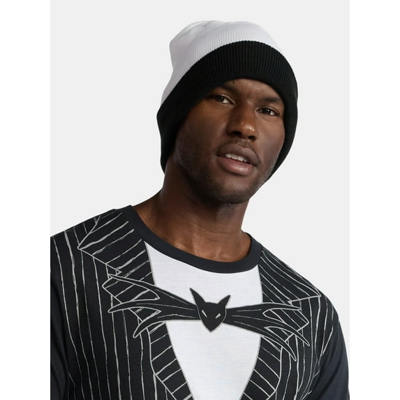 Jack Skellington, Men's & Big Men's Graphic Halloween Cosplay T-Shirt and Matching Character Beanie, Sizes XS-3XL