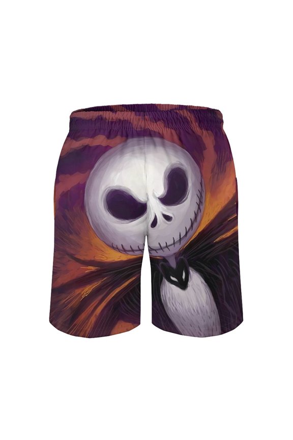 Jack Skellington Men's Shorts Quick Dry 3D Printed Beach Men's Swim Trunks with Pockets Mesh Lining Bathing Beachwear 2XL