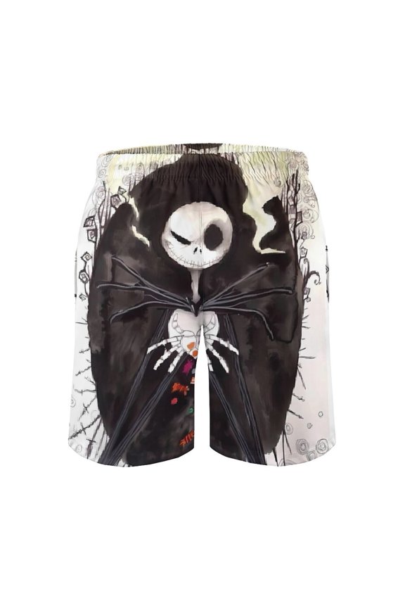 Jack Skellington Men's Shorts Quick Dry 3D Printed Beach Men's Swim Trunks with Pockets Mesh Lining Bathing Beachwear S