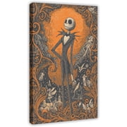 Jack Skellington Mural Iconic Nightmare Before Christmas Character Frame Canvas Print Wall Art Poster Tim Burton Style Decor Painting 12x18inch30x45cm
