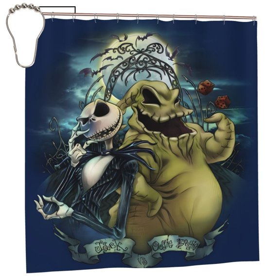 Jack Skellington Shower Curtain Bathroom Shower Curtains Quick Drying , Privacy Protection, Easy Installation , Shower Curtain Waterproof Polyester Fabric One Size