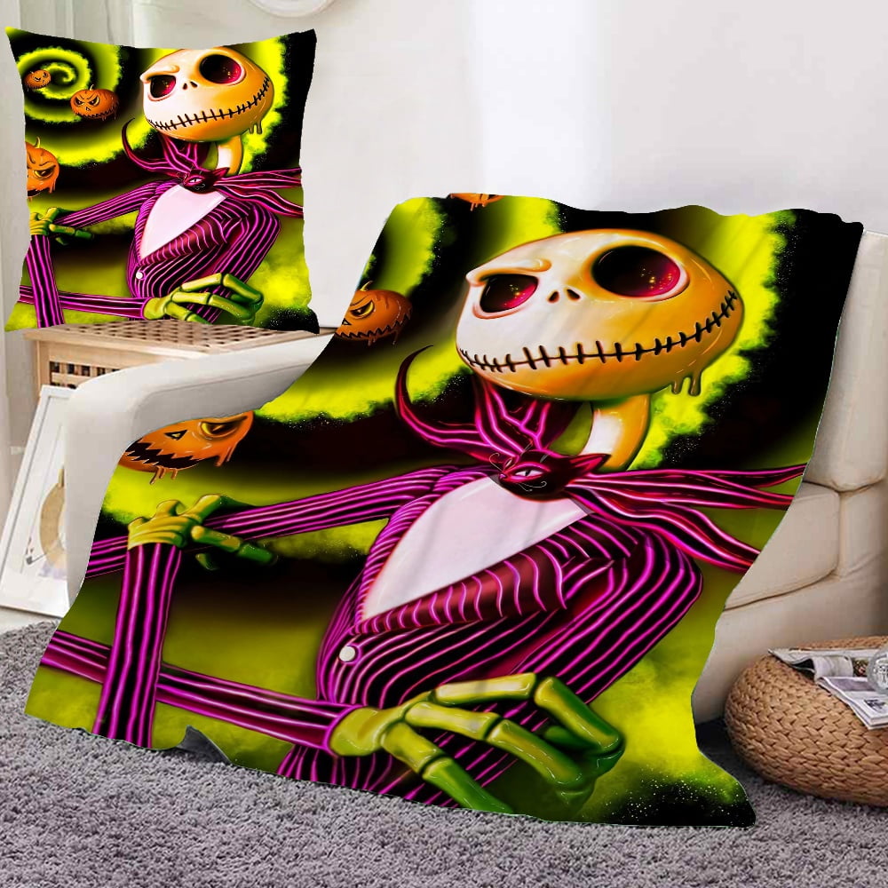 Jack Skellington Skeleton Sally Bean 2PCS Blanket and Pillow