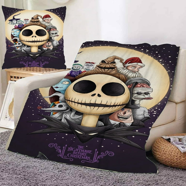 Jack Skellington Skeleton Sally Bean Blanket and Pillow Cover Throw Flano Blanket For Couch Throw Blanket Outdoor Blanket Small Throw Blankets