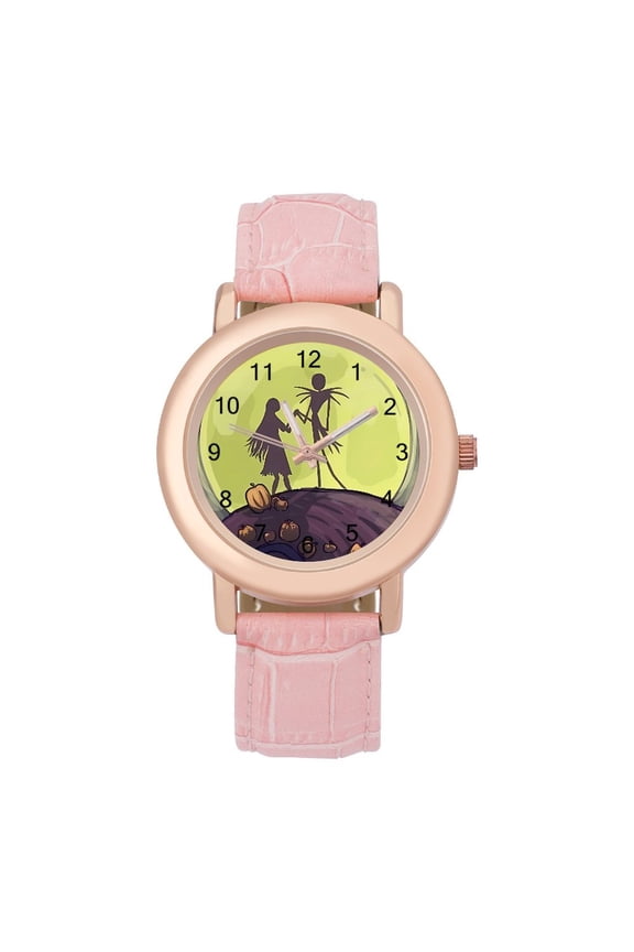 Jack Skellington Watch, Soft Leather Strap Watch Adult Classic Ladies Leather Strap Wrist Watch Adjustable Quartz Watch Fit for Wrist Sizes 5.7" to 8.7"