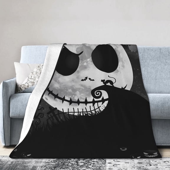 Jack-Skellington Throw Blanket, All Season Decorative Soft Cozy Fleece Blankets, Room Decor For Bed Chair Car Sofa Couch Bedroom