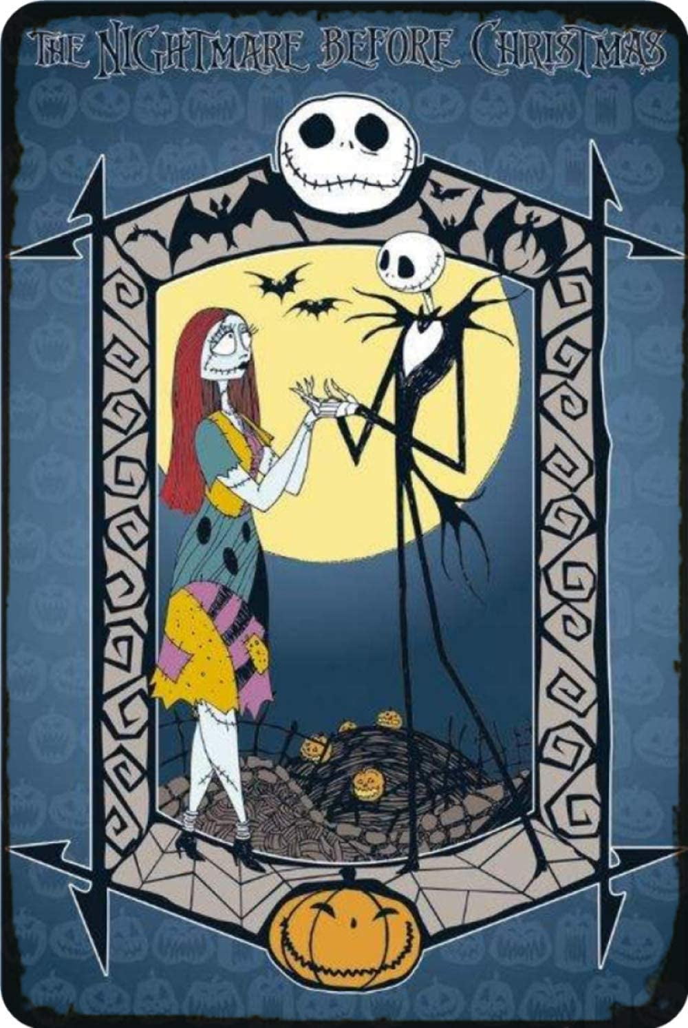 Jack Skellington Tin Sign Nightmare Before Christmas Wall Art 8x12 inch Horror Movie Decor Metal Sign