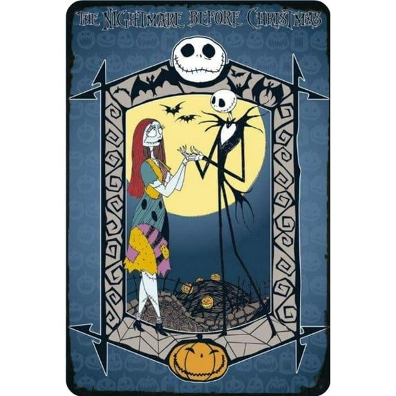 Jack Skellington Tin Sign Nightmare Before Christmas Wall Art 8x12 inch Horror Movie Decor Metal Sign