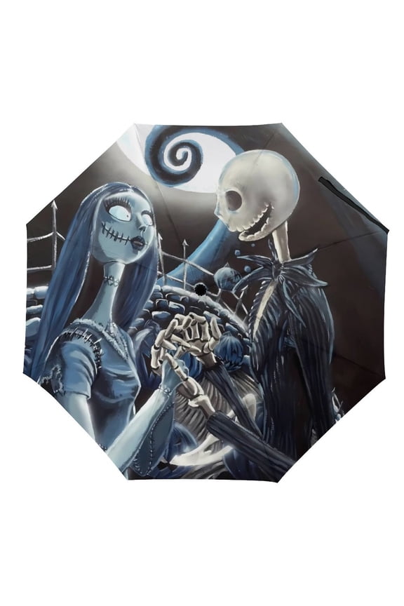 Jack-Skellington Umbrella for Adults Teens Kids, Lightweight Windproof Anti Rain Folding Telescopic Umbrella for Travel School Work