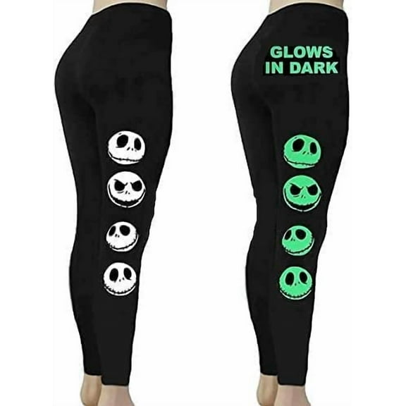 Jack Skellington Women's Cotton Leggings - Solid Black - Small