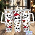 thumbnail image 1 of Jack Skellington Xmas 40oz Tumbler, Christmas Jack Tumbler With Handle, Nightmare Inspired Stainless Mug, Spooky Xmas Cup, Christmas Gi, 1 of 3