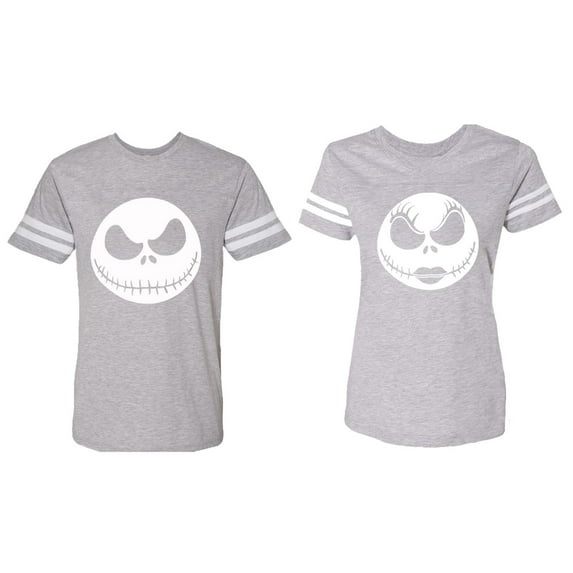 Jack Skull Matching Couple Cotton Jerseys (Men Heather / Women Heather) (Men XXL / Women XXL)