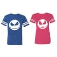 thumbnail image 1 of Jack Skull Matching Couple Cotton Jerseys (Men Royal / Women Pink) (Men M / Women XXL), 1 of 3