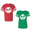 thumbnail image 1 of Jack SkullUnisex Couple Matching Cotton Jersey style T-Shirt Contrasting stripes on sleeves (Men Red / Women Green) (Men XXL / Women XL), 1 of 3