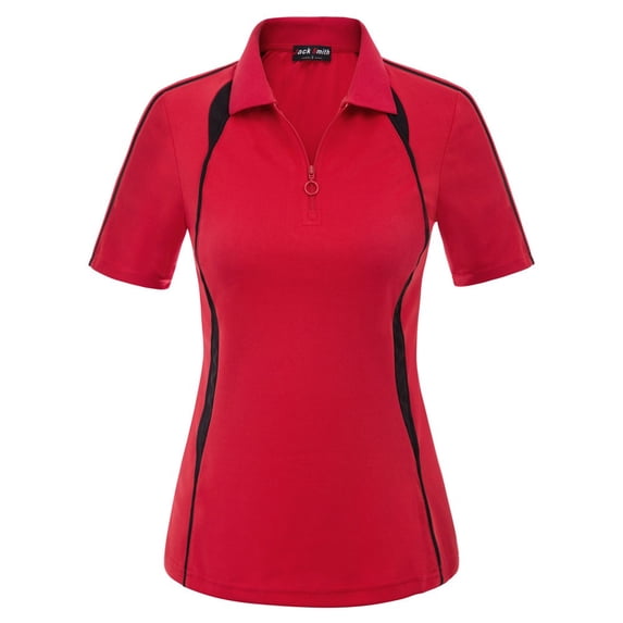 Jack Smith Women's Short Sleeve Moisture Wicking Athletic Golf Polo Shirts Tops & Tees Zipper closure