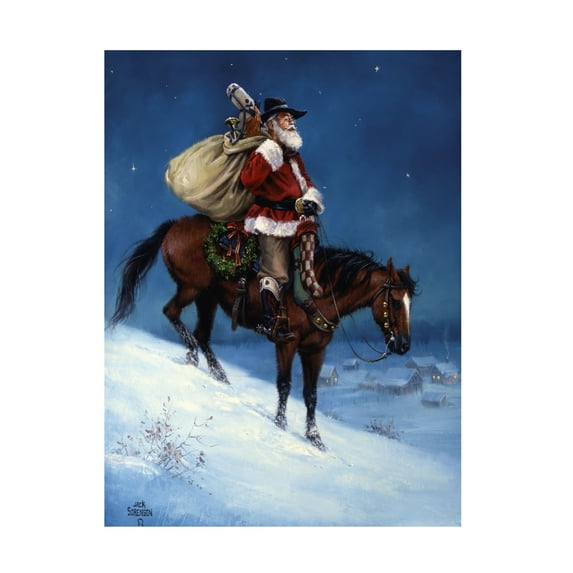 Trademark Fine Art Jack Sorenson A Cowboy Christmas Canvas Wall Art - 14x19