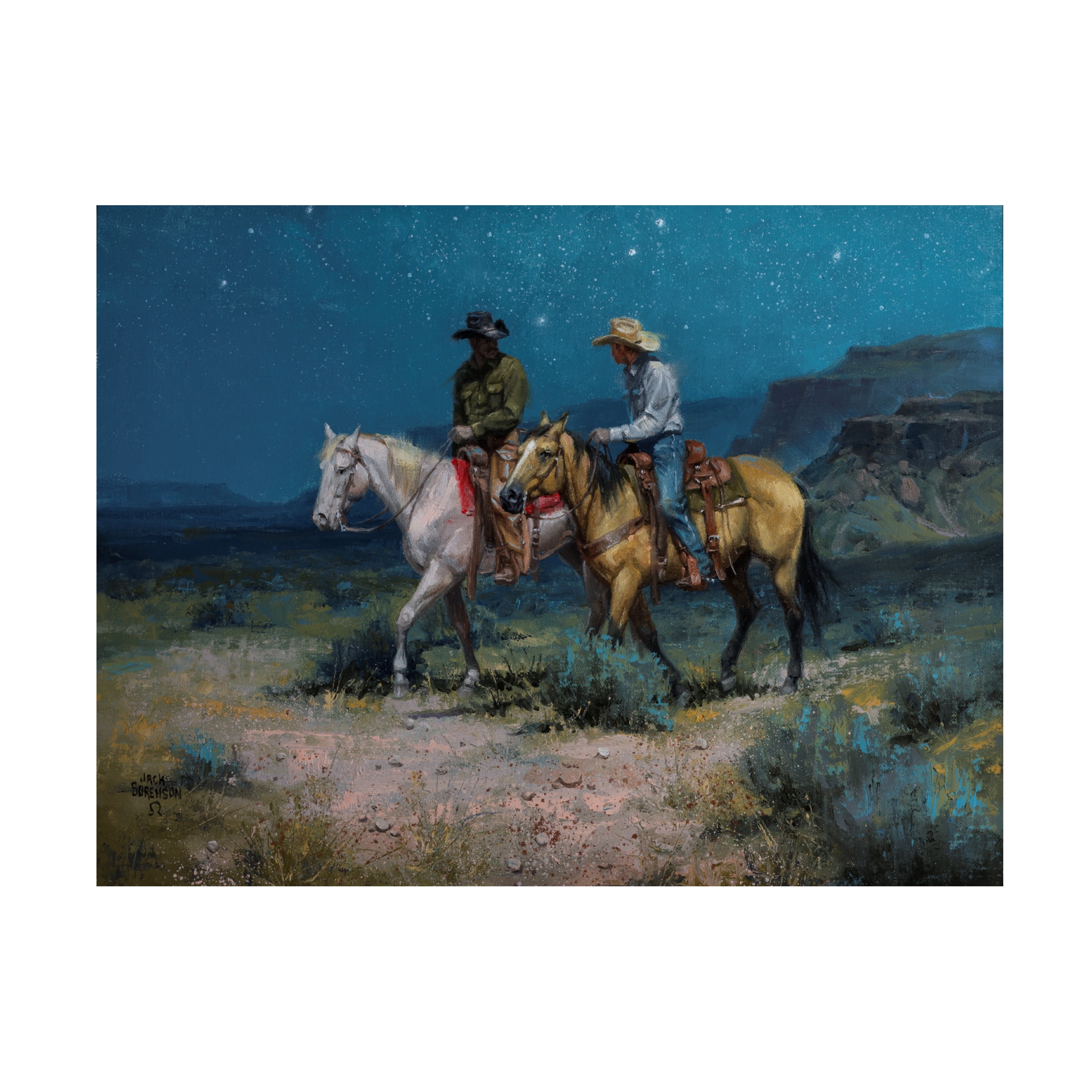 Night Riders Teal and Blue Canvas Art Print