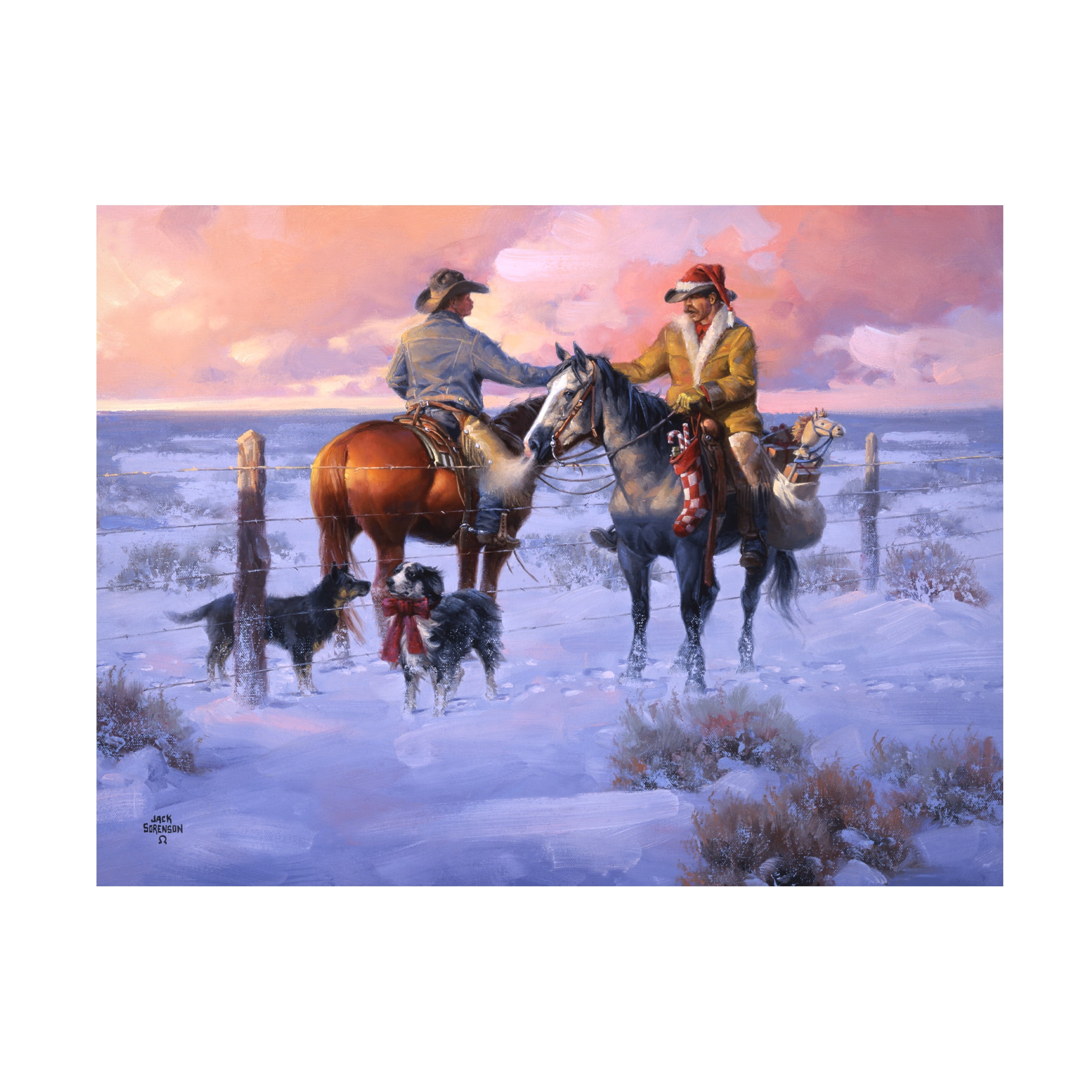 Sharin Christmas with the Neighbors Canvas Art in Purple and Blue