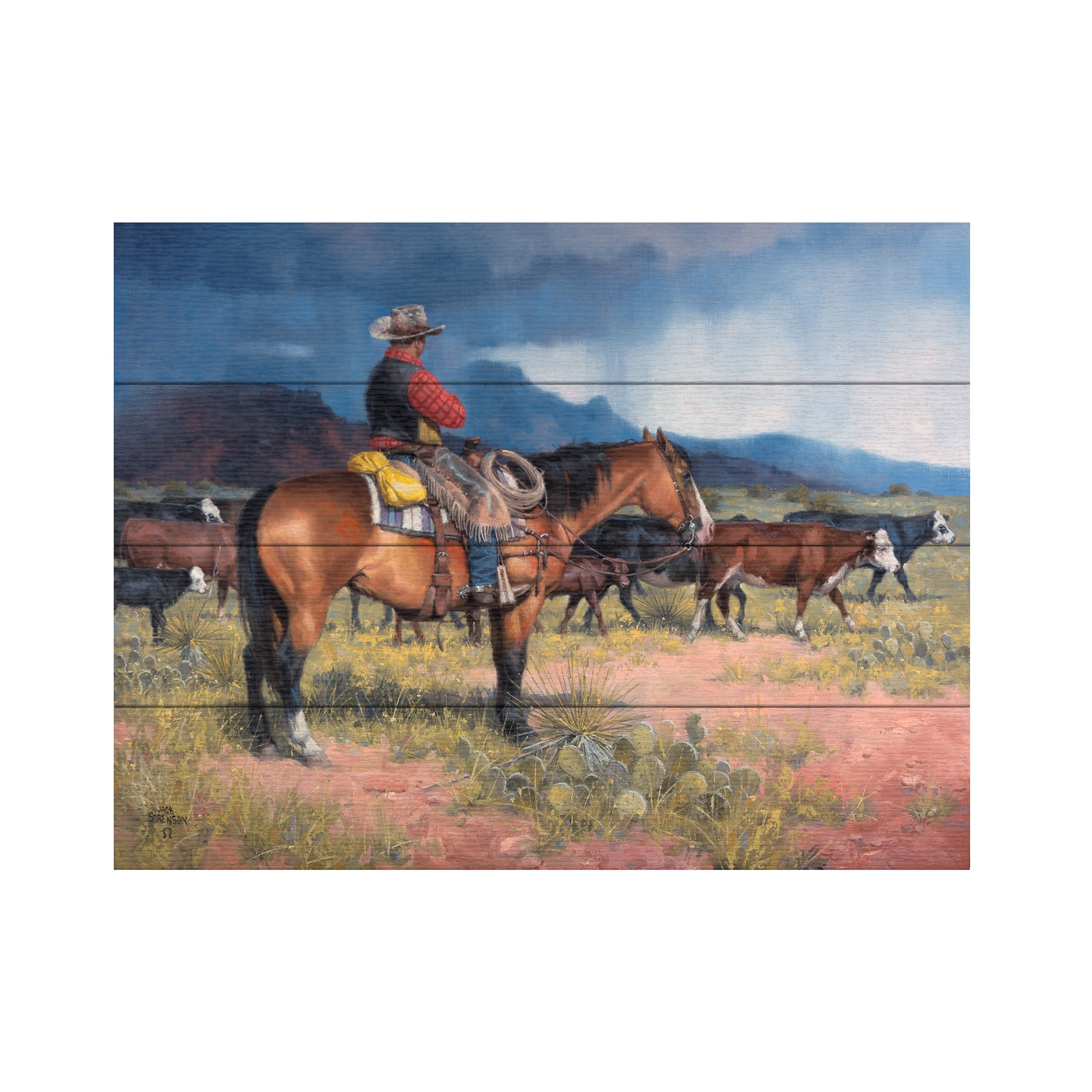 Jack Sorenson 'Twenty Years in The Saddle' Wood Slat Art 12x16