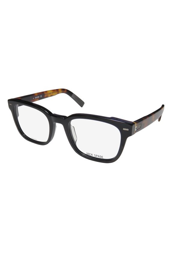 NEW JACK SPADE LATHAN MENS/WOMENS DESIGNER FULL-RIM BLACK HAVANA CLASSIC DESIGN AFFORDABLE GENUINE FRAME DEMO LENSES 51-21-145 EYEGLASSES/EYEWEAR