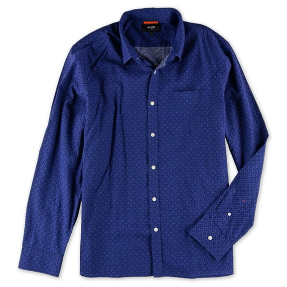 Jack Spade Mens Geometric Button Up Shirt, Blue, Medium