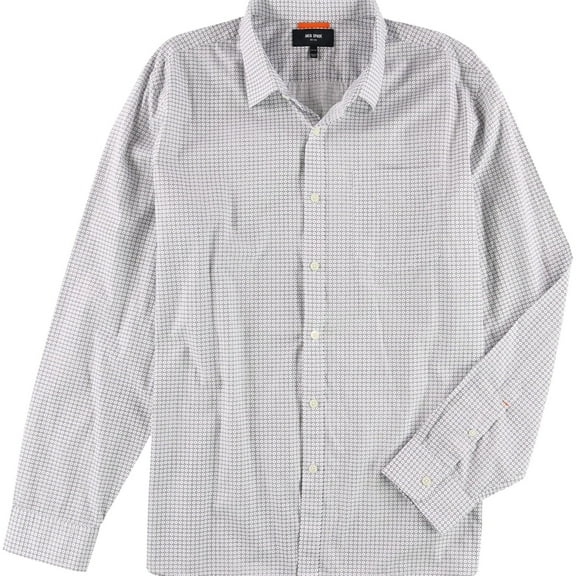 Jack Spade Mens Geometric Button Up Shirt, White, XX-Large