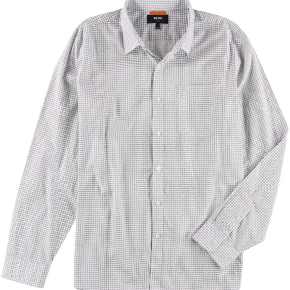 Jack Spade Mens Geometric Button Up Shirt, White, XX-Large