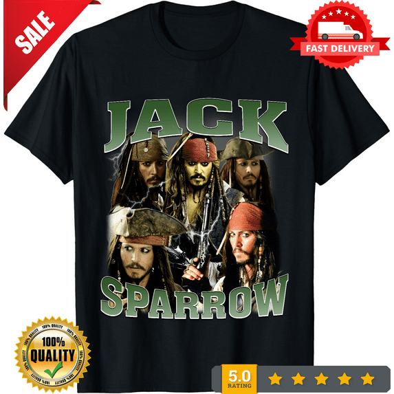 Jack Sparrow Pirate Tribute Graphic With Movie Style Unisex T Shirt, ULTRA LIMITED-TH71501