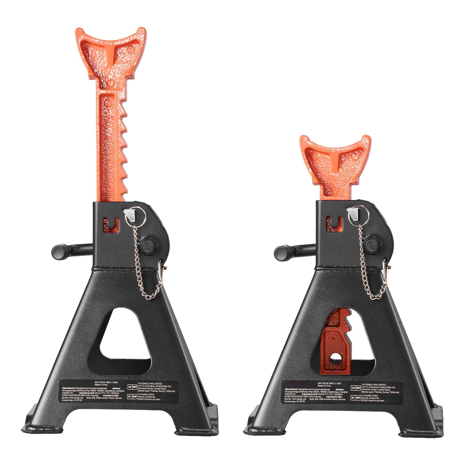 Jack Stands, 3 Ton (6,600 lbs) Capacity, 10.8-16.3 in Adjustable Height, Heavy Duty Steel Jack Auto Stands with Double Locking, for Lifting SUV, Pickup, Car, UTV/ATV, 1 Pair, Black and Orange