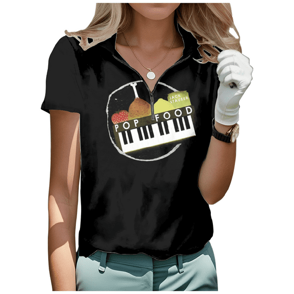 Jack Stauber Half Zip T-shirt Women's Stand Collar Short Sleeve Casual Golf Shirt