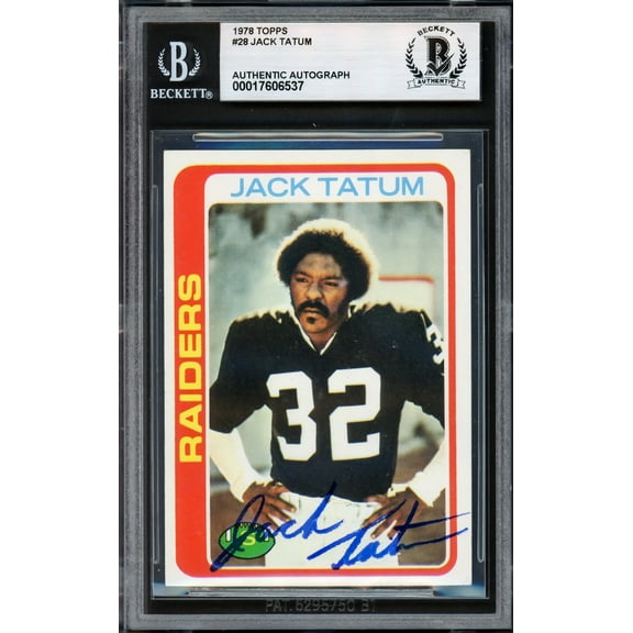 Jack Tatum Autographed 1978 Topps Card #28 Oakland Raiders Beckett BAS #17606537