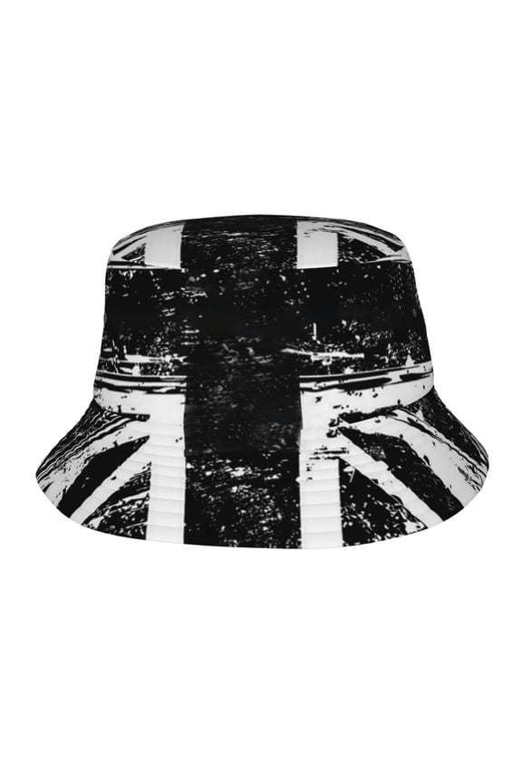 Jack Union Flag Black Unisex Bucket Hat, Upf 50+ Sun Protection, Packable & Foldable Fisherman Hat For Men & Women, Lightweight Uv Sun Hat For Beach, Fishing, Hiking, Camping