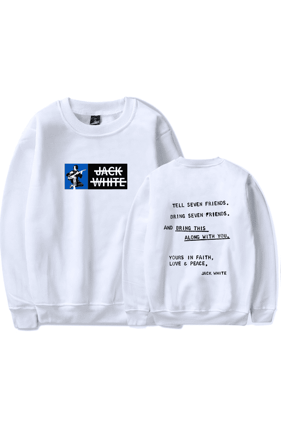 Jack White Merch Sweatshirt JW Seven Friends Crewneck Long Sleeves For Men Women Fans Clothes