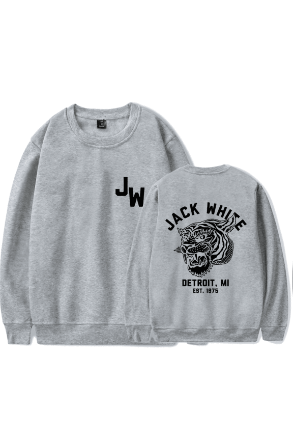 Jack White Merch Sweatshirt JW White Tiger Logo Crewneck Long Sleeves For Men Women Fans Clothes
