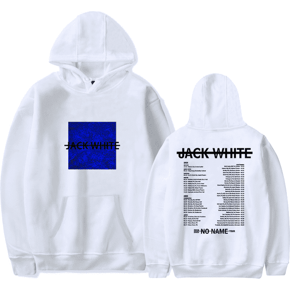 Jack White No Name Tour 2025 Merch Men's & Women's Pure Pullover Long Sleeve Casual Trendy Hoodie,2XL,White