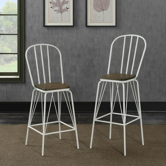 Jack Windsor Back Metal Bar Stools, Set of 2, White