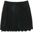 thumbnail image 1 of Jack Womens Faux Leather Lace Trim Mini Skirt, Black, 0, 1 of 1
