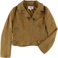 thumbnail image 1 of Jack Womens Faux-Suede Moto Motorcycle Jacket, Brown, Medium, 1 of 1