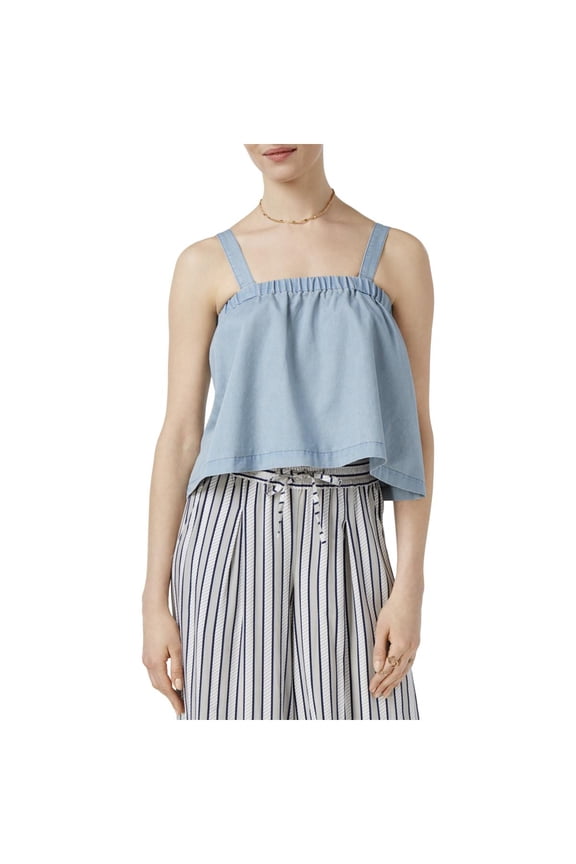 Womens Sleeveless Denim Crop Top