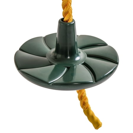 Jack and June Green Playset Rope and Disc Swing with Leg Safety Protector and Fully Adjustable Rope