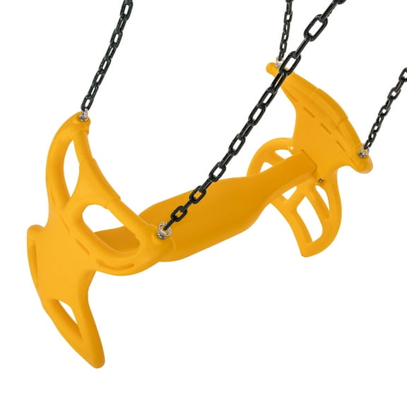 Jack and June Two Seater Yellow Glider Playset Swing with Plastisol-Coated Chains and Hardware for Installation Included