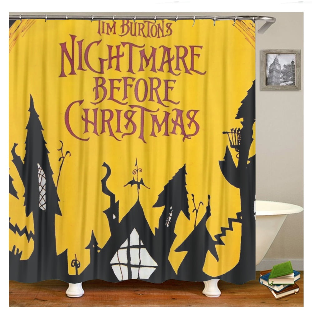 Jack and Sally Halloween Bathroom Decor Shower Curtain Sets,Nightmare